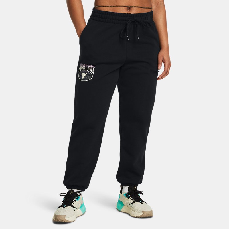 Hlače i traperice Under Armour Project Rock Heavyweight Hose aus French-Terry für Damen Schwarz / Violett Ace / Schwarz Crna | 1383305-001
