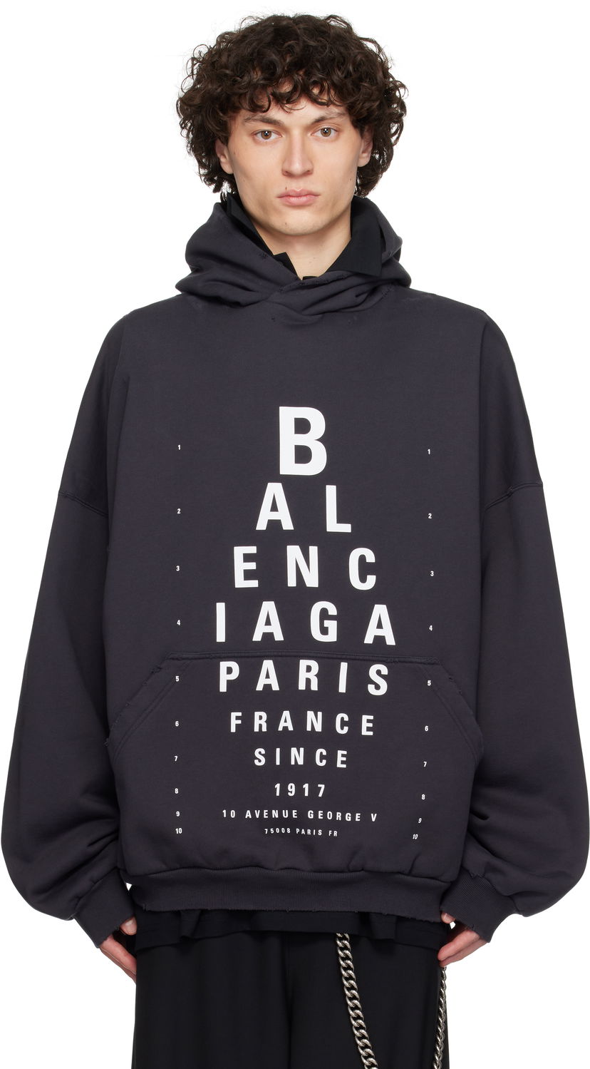 Dukserice Balenciaga Optical Large Fit Hoodie Crna | 803265TRVU7