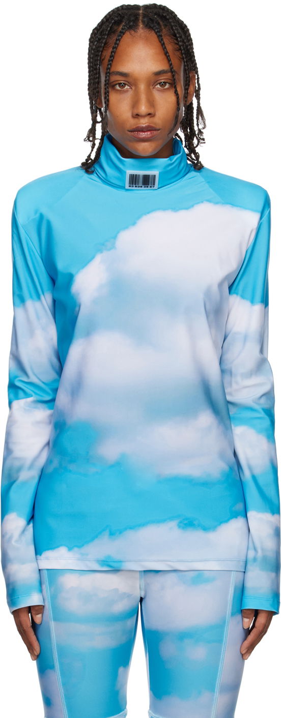 Džemper VETEMENTS VTMNTS Turtleneck Clouds Print Plava | VL14TO300S