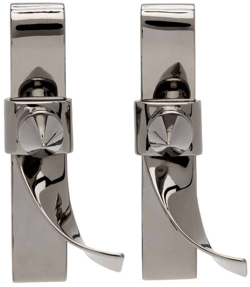 Naušnice We11done We11done Spike Ribbon Clip-On Earrings Metalik | WD-AJ1-22-751-U-DG