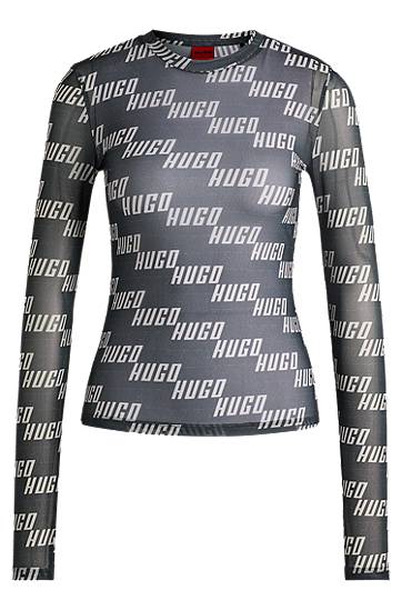 Majica kratkih rukava BOSS HUGO Stretch Mesh Logo-Print Top Siva | 50534837