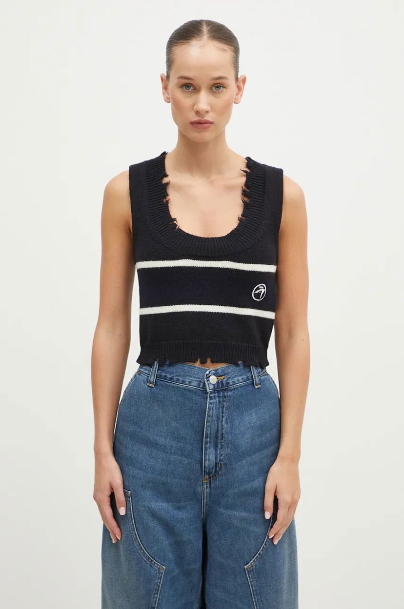 Džemper Ambush Destroyed Rib Round Neck Vest Crna | BWHT003F24KNI0011031