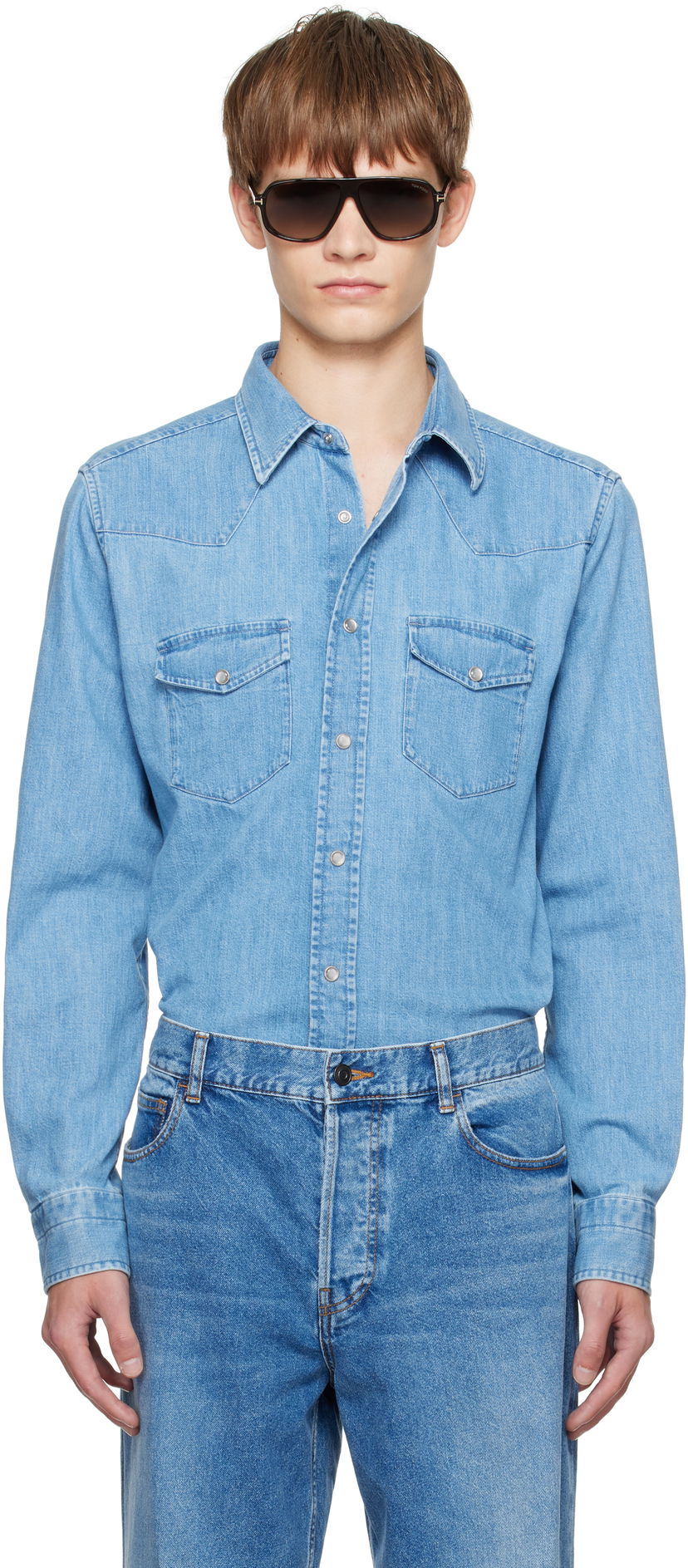 Košulja Tom Ford TOM FORD Western Denim Shirt Plava | HDS001-FMC239
