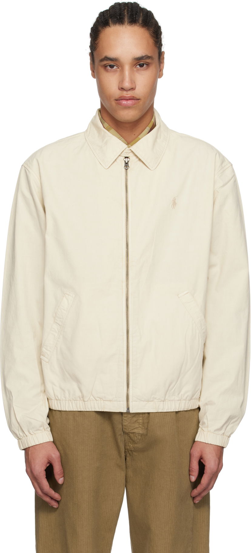 Vjetrovka Polo by Ralph Lauren Ralph Lauren 'The Bayport' Mineral-Dyed Poplin Bomber Jacket Bijela | 710961831002