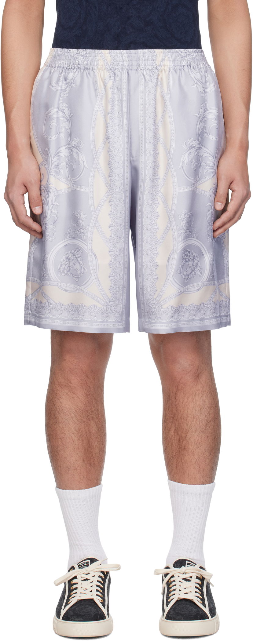 Kratke hlače Versace Versace 'La Coupe des Dieux' Silk Shorts Ljubičasta | 1002476_1A11391