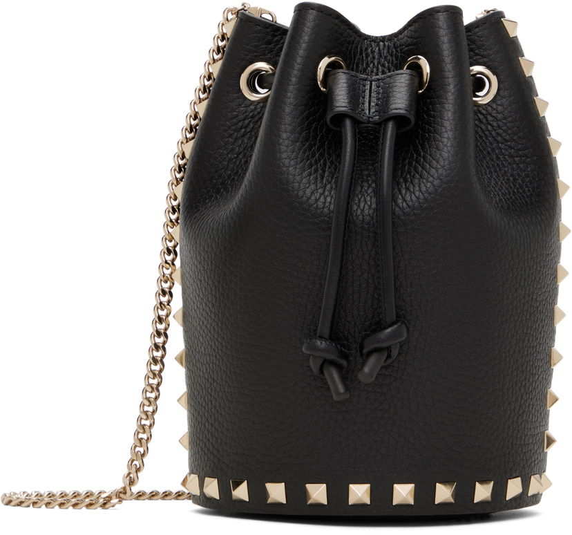 Ručna torbica Valentino Valentino Garavani Mini Rockstud Drawstring Bag Crna | 6W2P0AI4VSH