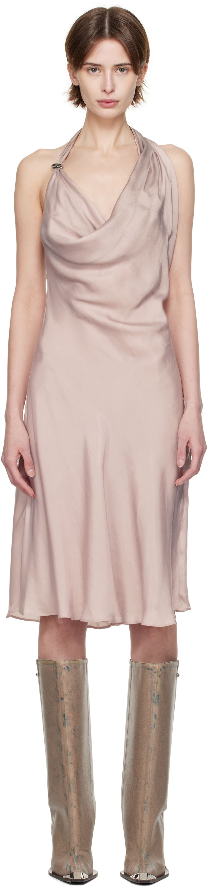 Haljina Diesel Diesel D-Estiny Halter Neck Midi Dress Ružičasta | A16221 0JNAC