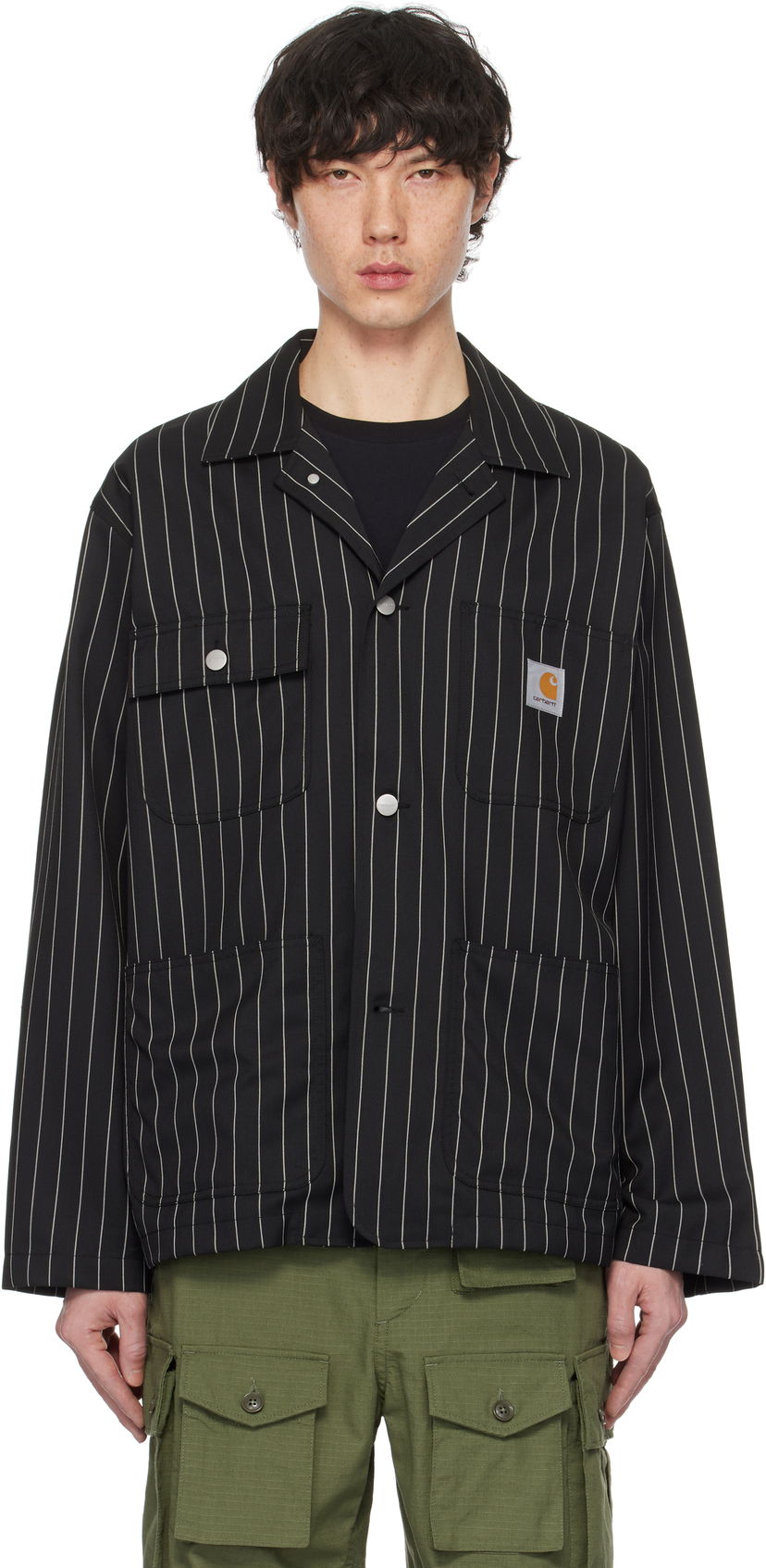 Jakna Carhartt WIP Work In Progress Seaton Pinstriped Blazer Crna | I034437
