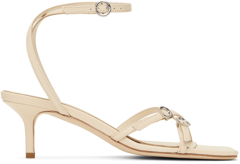 Dodaci Aeyde Aeyde Libby Leather Kitten Heel Sandals Bež | A11-HS-GAIS55TB172-SS25-100-007