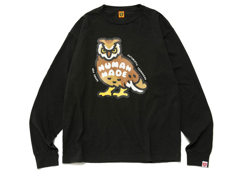 Majica kratkih rukava Human Made Owl Print Long Sleeve T-Shirt Crna | HM25CS028