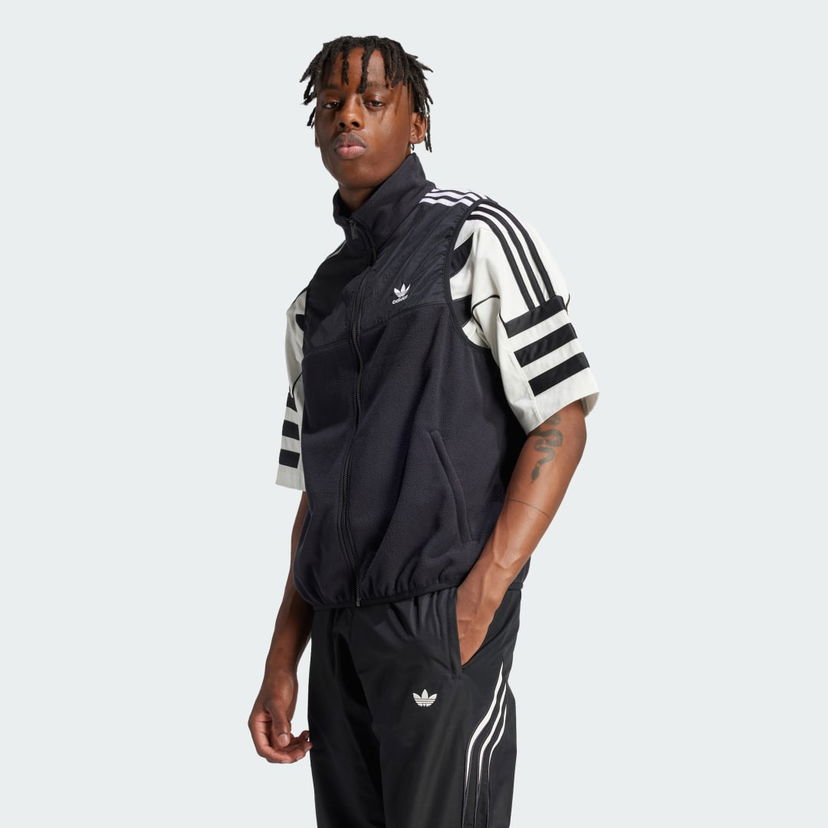 Prsluk adidas Performance Adicolor 3-Stripes Microfleece Crna | IZ4799