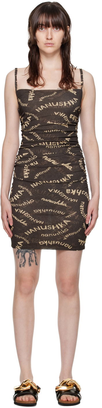 Haljina Nanushka Adie Mini Bodycon Dress Smeđa | NW22PFDR00177