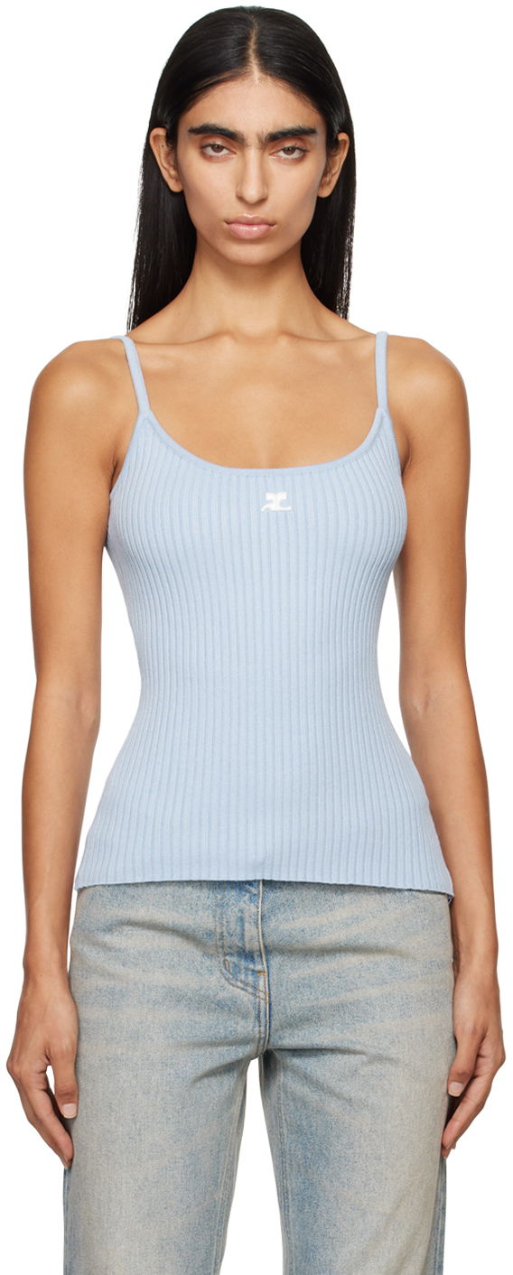 Majica bez rukava Courrèges Rib Knit Camisole Plava | PERMDE012FI0001