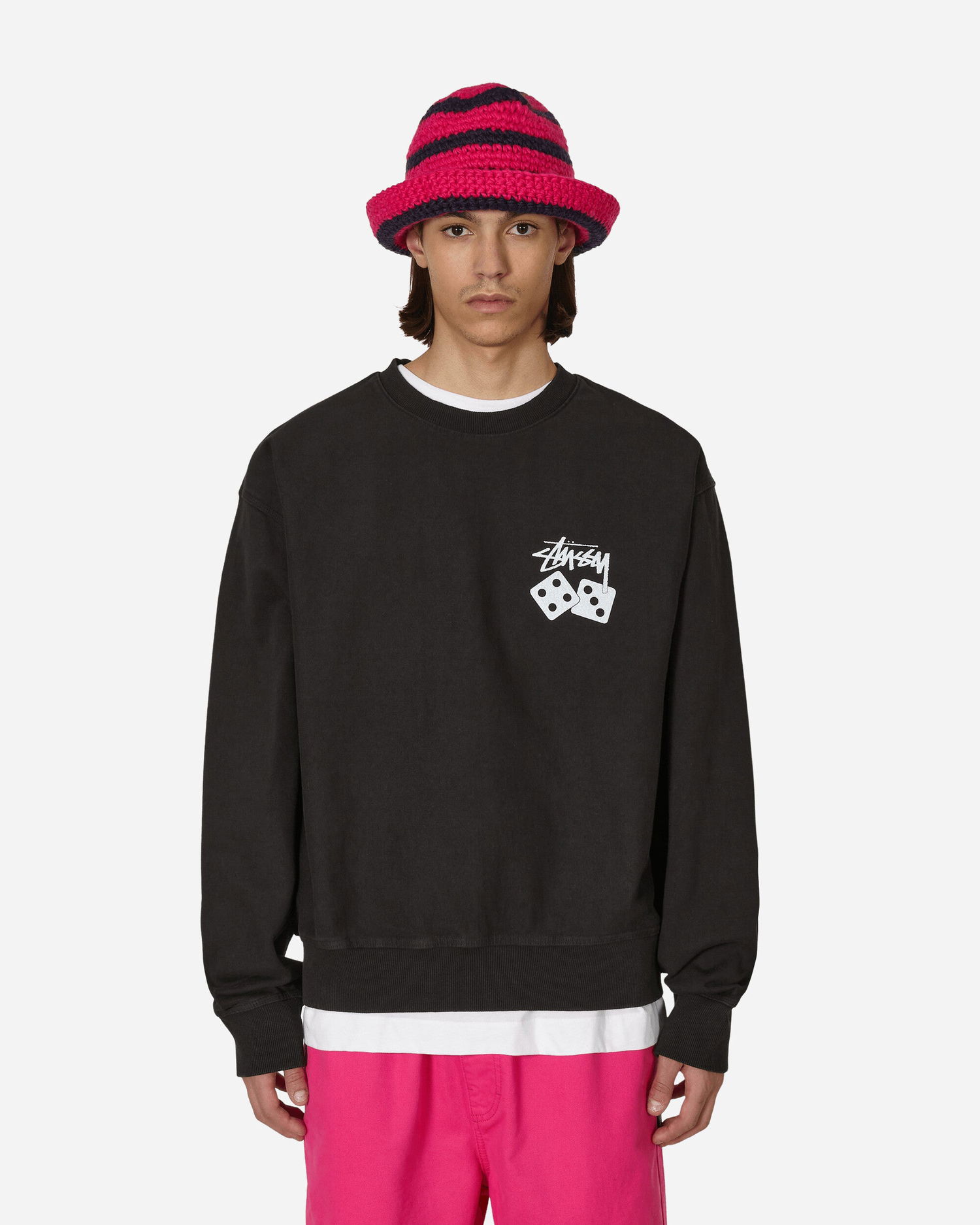 Dukserice Stüssy Dice Pigment Dyed Crewneck Sweatshirt Crna | 1914883 BLAC, 0