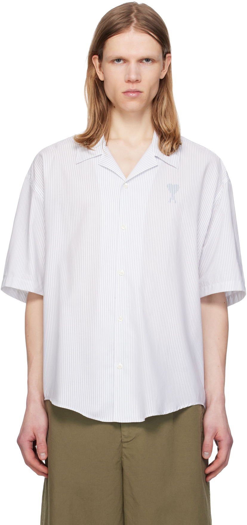 Košulja AMI AMI Paris Cotton Camp Collar Shirt Bijela | HSH292.CO0113