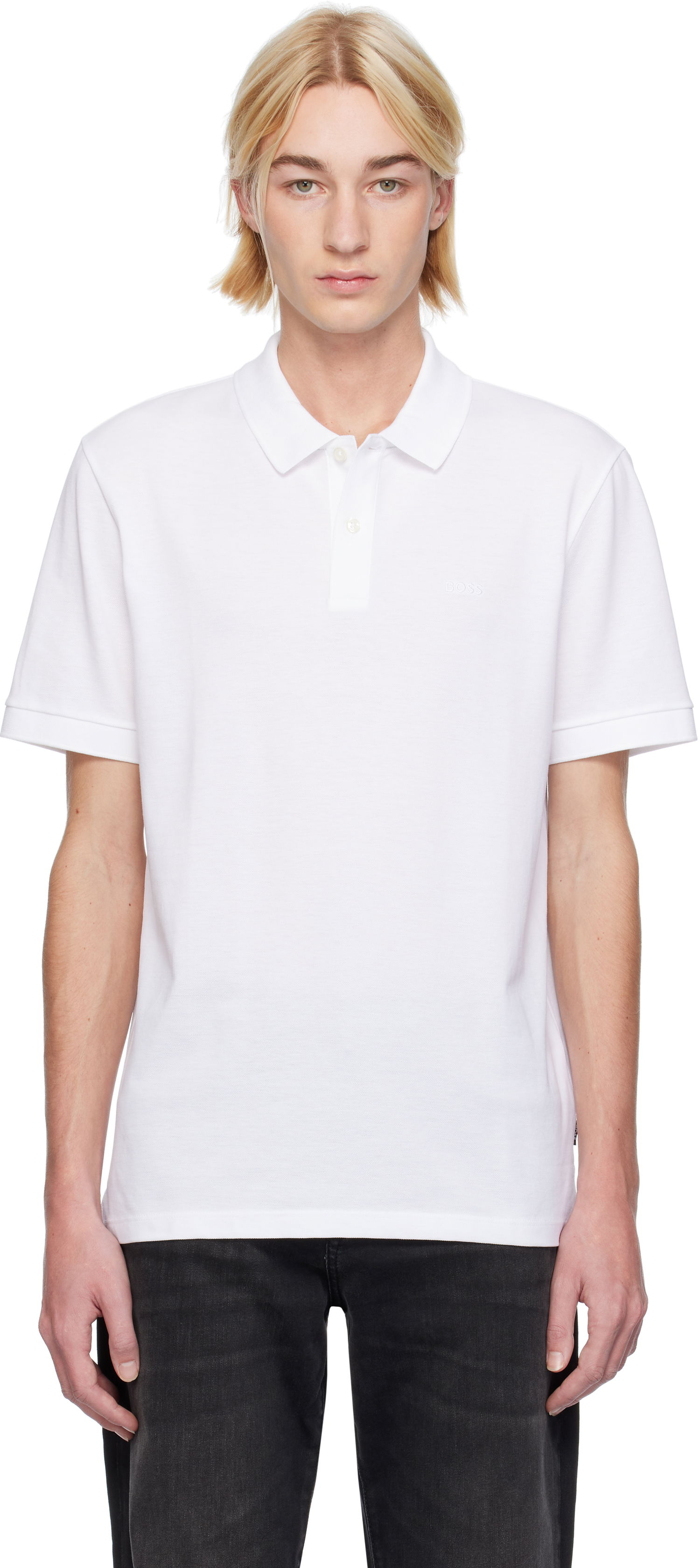 Polo majica BOSS Embroidered-Logo Polo Shirt Bijela | 50468362, 0