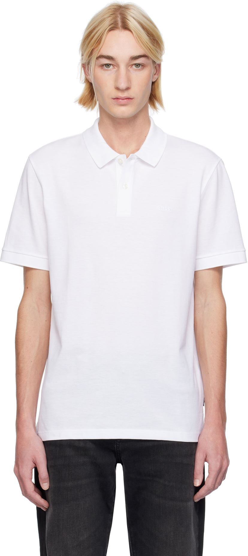 Polo majica BOSS Embroidered-Logo Polo Shirt Bijela | 50468362