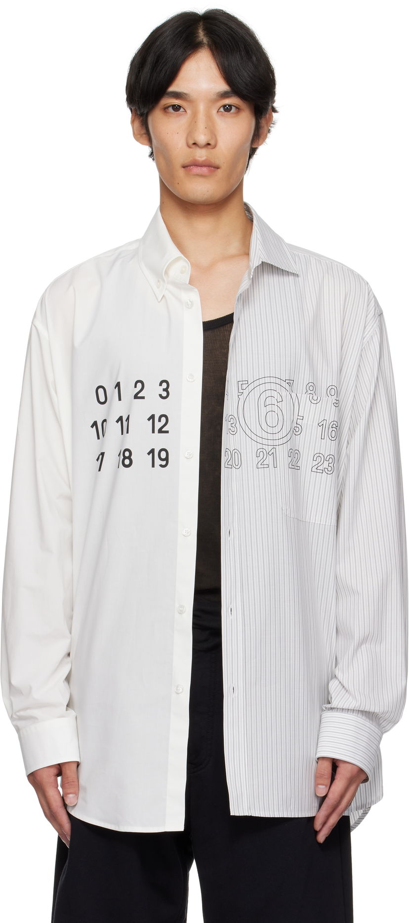 Košulja Maison Margiela MM6 Maison Margiela Long Sleeve Shirt with Number Print Bijela | SH0DT0025 MTN085