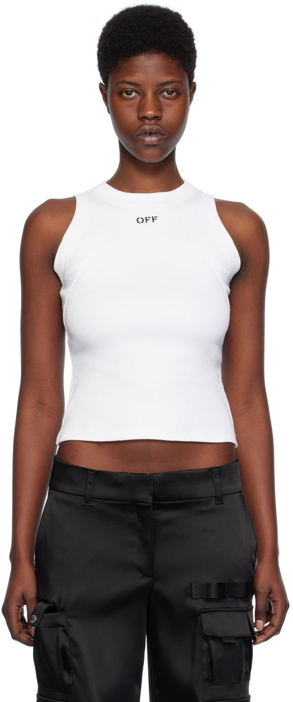 Majica bez rukava Off-White White 'Off' Stamp Tank Top Bijela | OWAD236C99JER0010110