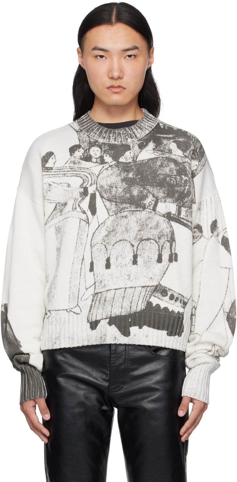 Džemper Enfants Riches Déprimés Enfants Riches Déprimés 'The Ballroom Dance' Graphic Print Sweater Bijela | 080-242