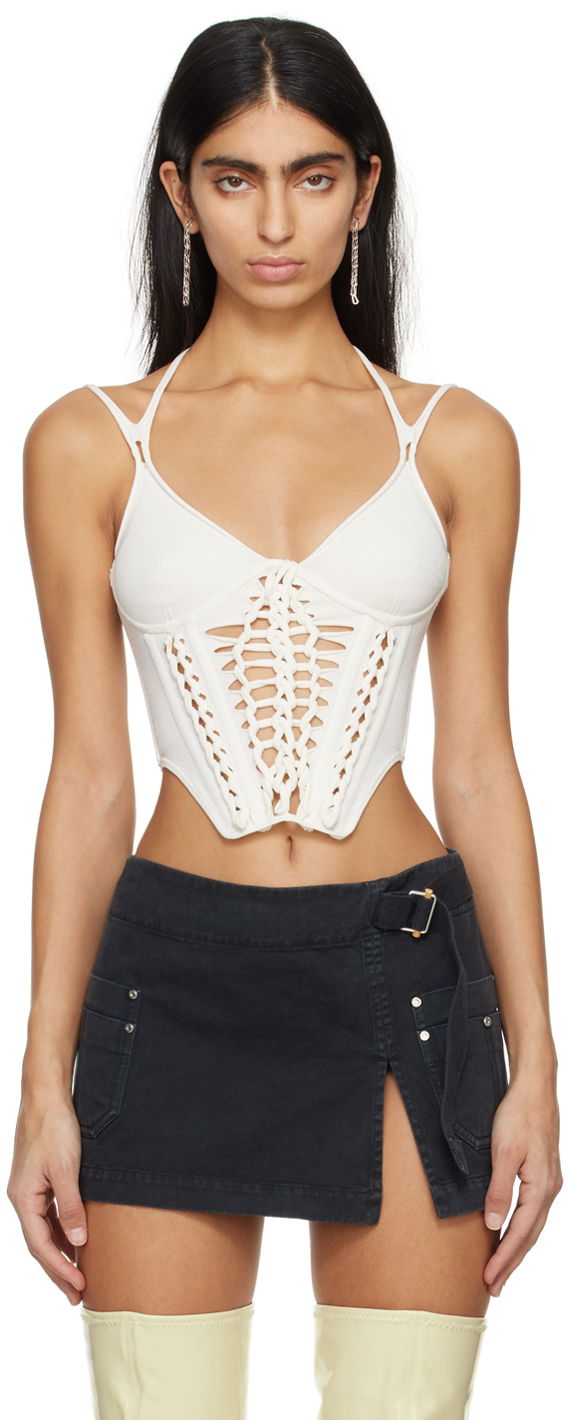 Majica bez rukava Dion Lee Braided Corset Top Bijela | A7774PS24