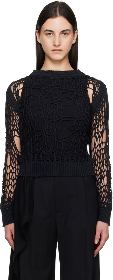 Džemper Maison Margiela MM6 Maison Margiela Messy Filet Crewneck Sweater Crna | S52HL0039 M13083, 0