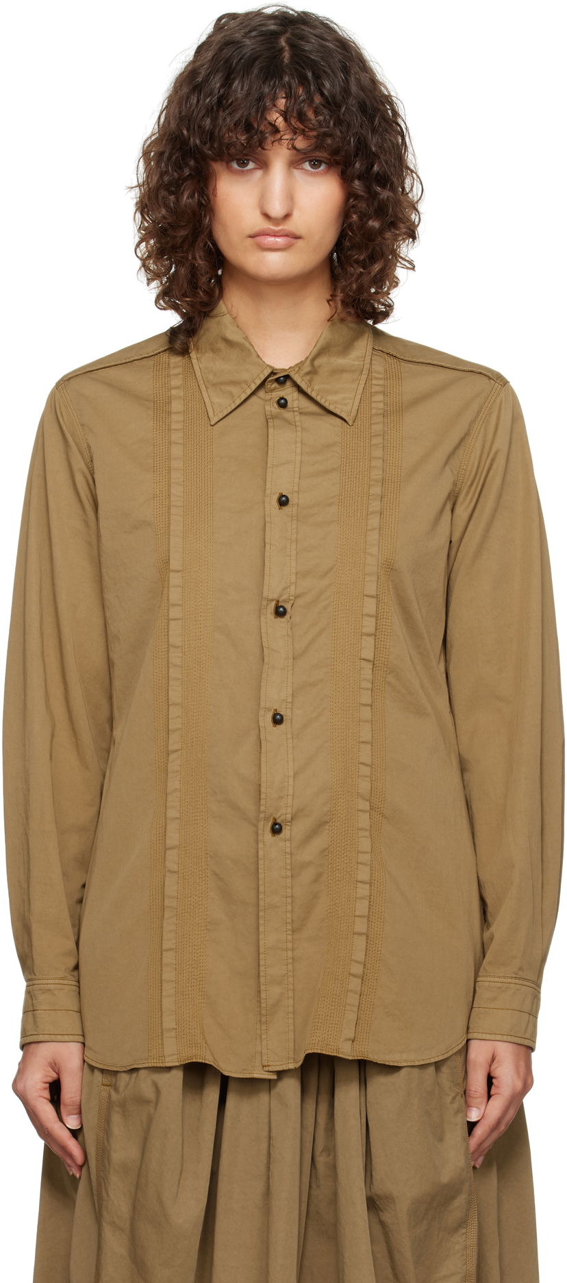 Košulja LEMAIRE Lemaire Multi-Topstitch Fitted Shirt Smeđa | SH1109 LF1206