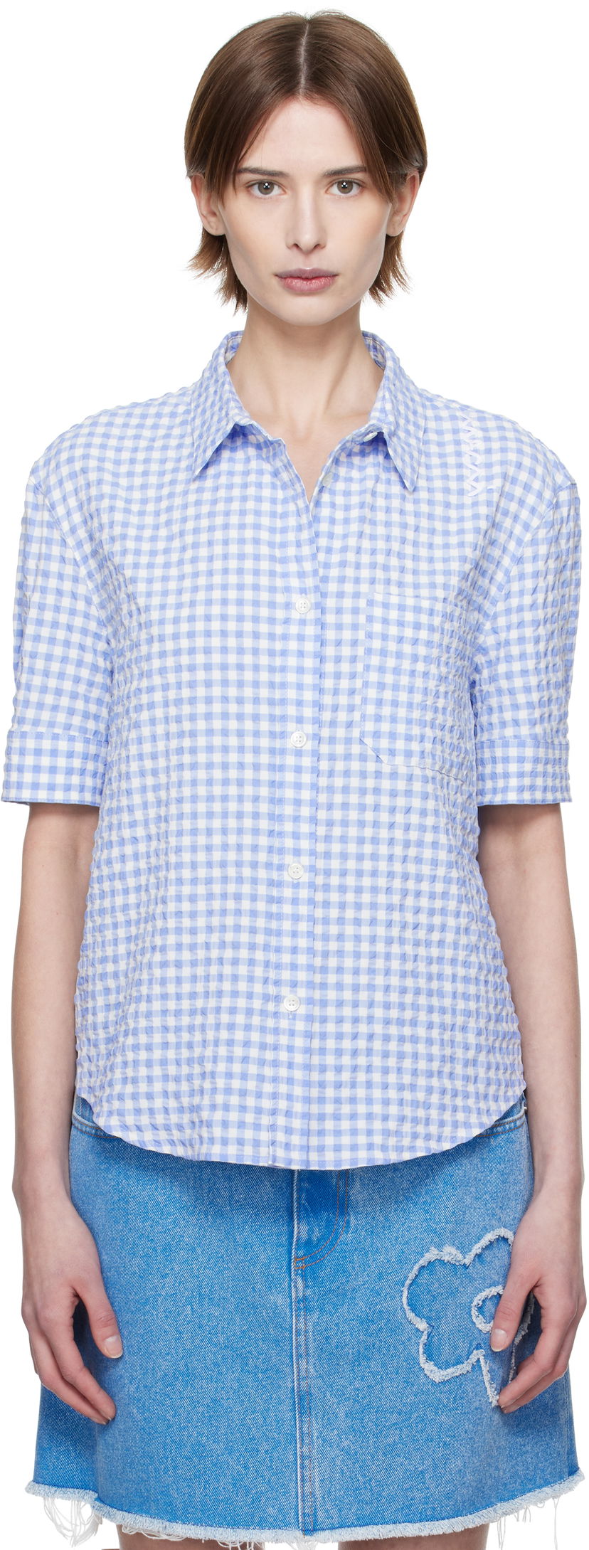 Košulja Marni Marni Seersucker Checked Shirt Plava | CAMA0623S0 UTN929