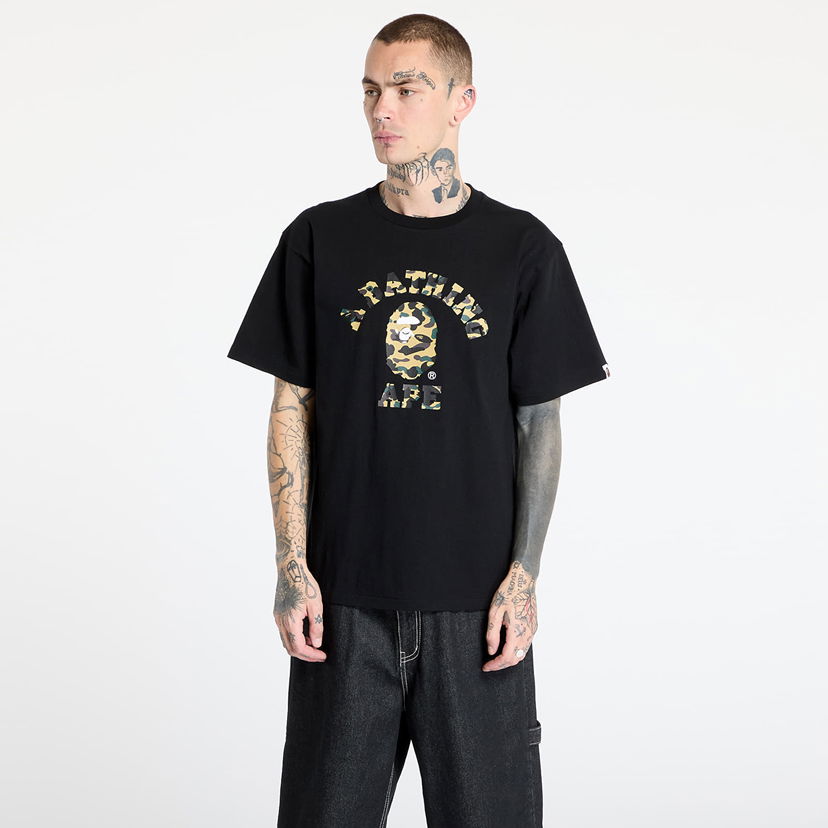 Majica kratkih rukava BAPE A BATHING APE 1st Camo College T-Shirt Crna | 001TEL301012MBKD