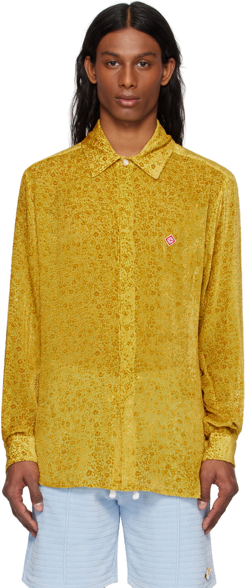 Košulja Casablanca Casablanca Floral Devoré Silk Shirt Žuta | MS25-SH-174-01