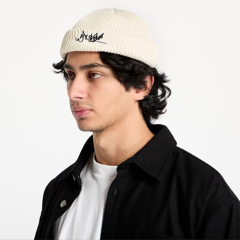Kapica Footshop Stone Knit Beanie with Embroidered Logo Bijela | FTSHP_460