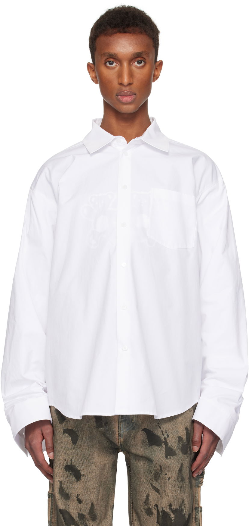 Košulja We11done We11done Twisted Sleeve Button-Up Shirt Bijela | WD-SH3-24-110-U-WH
