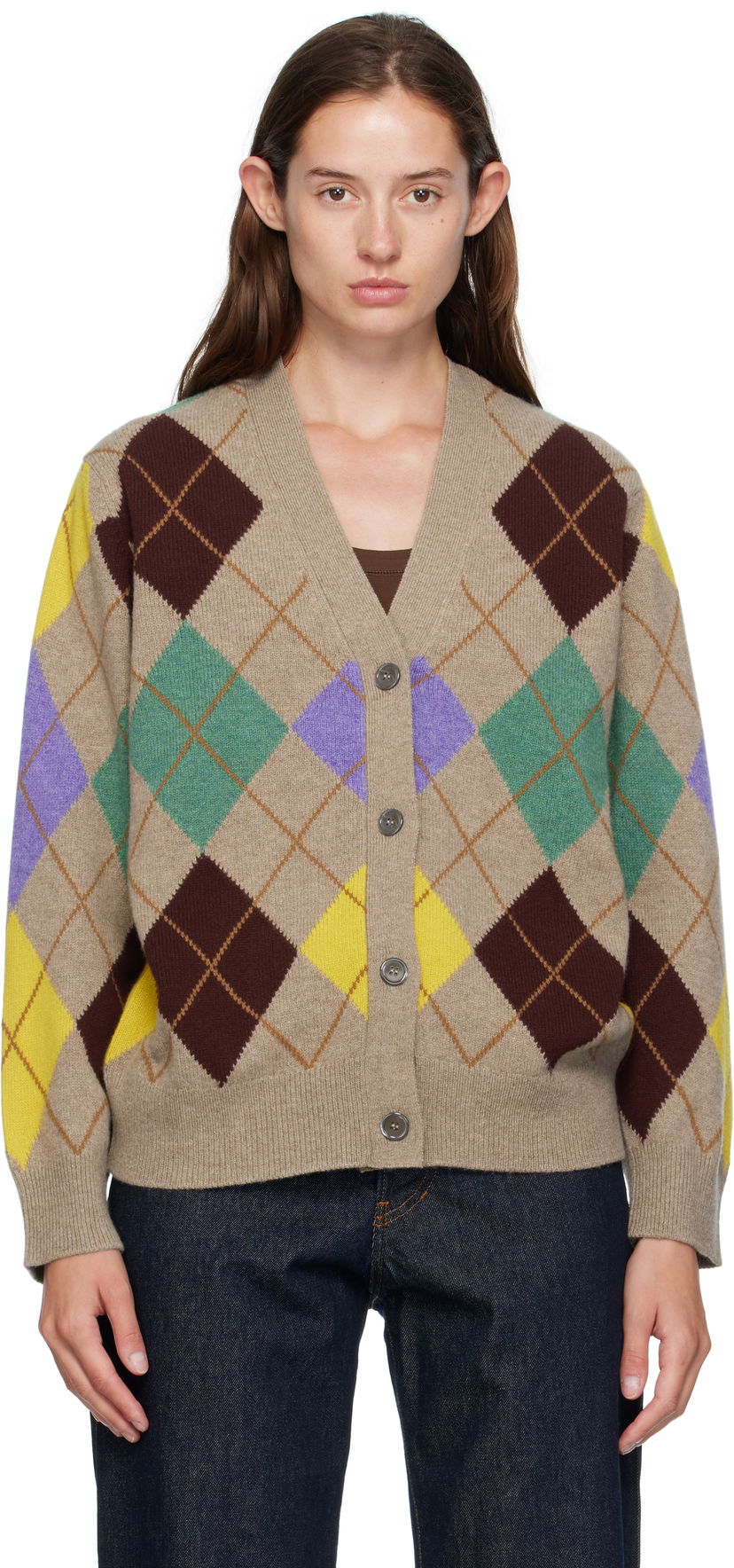 Džemper &Daughter &Daughter Ava Argyle Cardigan Bež | WL24206