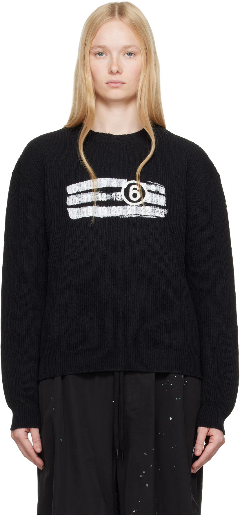 Džemper Maison Margiela MM6 Maison Margiela Numeric Knit Sweater Crna | SH2HL0022 M13124