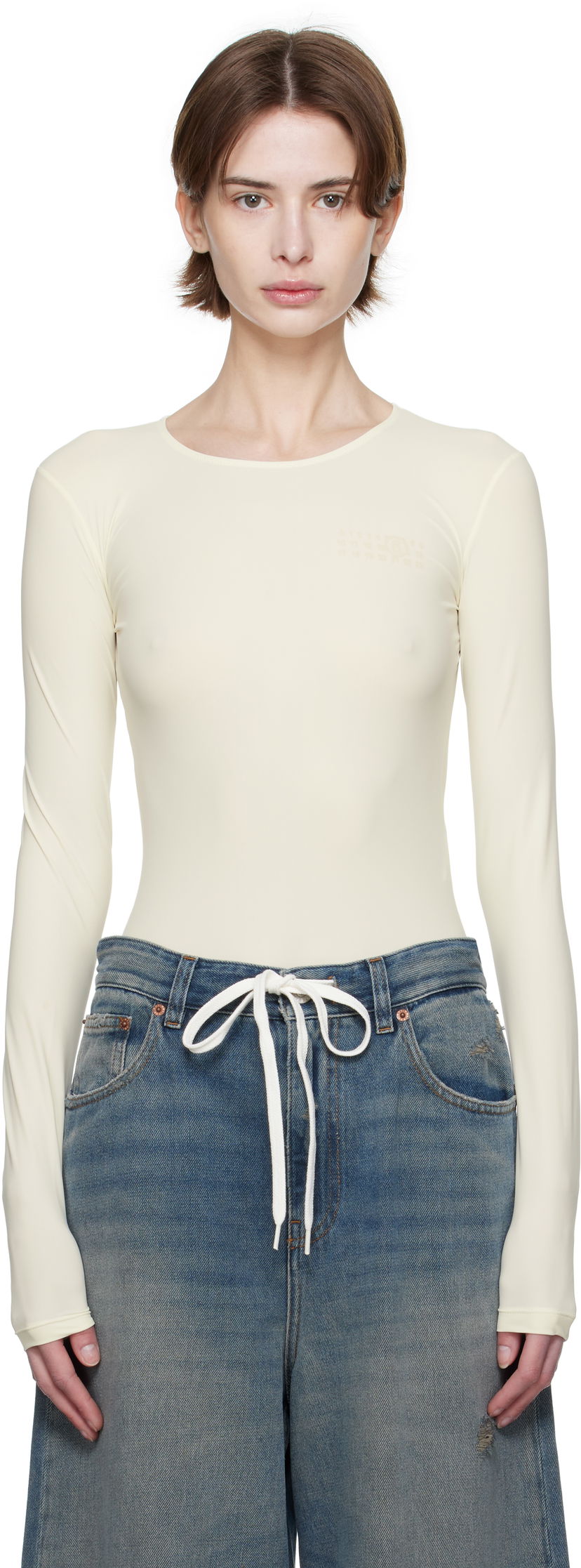 Body Maison Margiela MM6 Maison Margiela Jersey Lycra Bodysuit Bež | S62NA0077 S20518