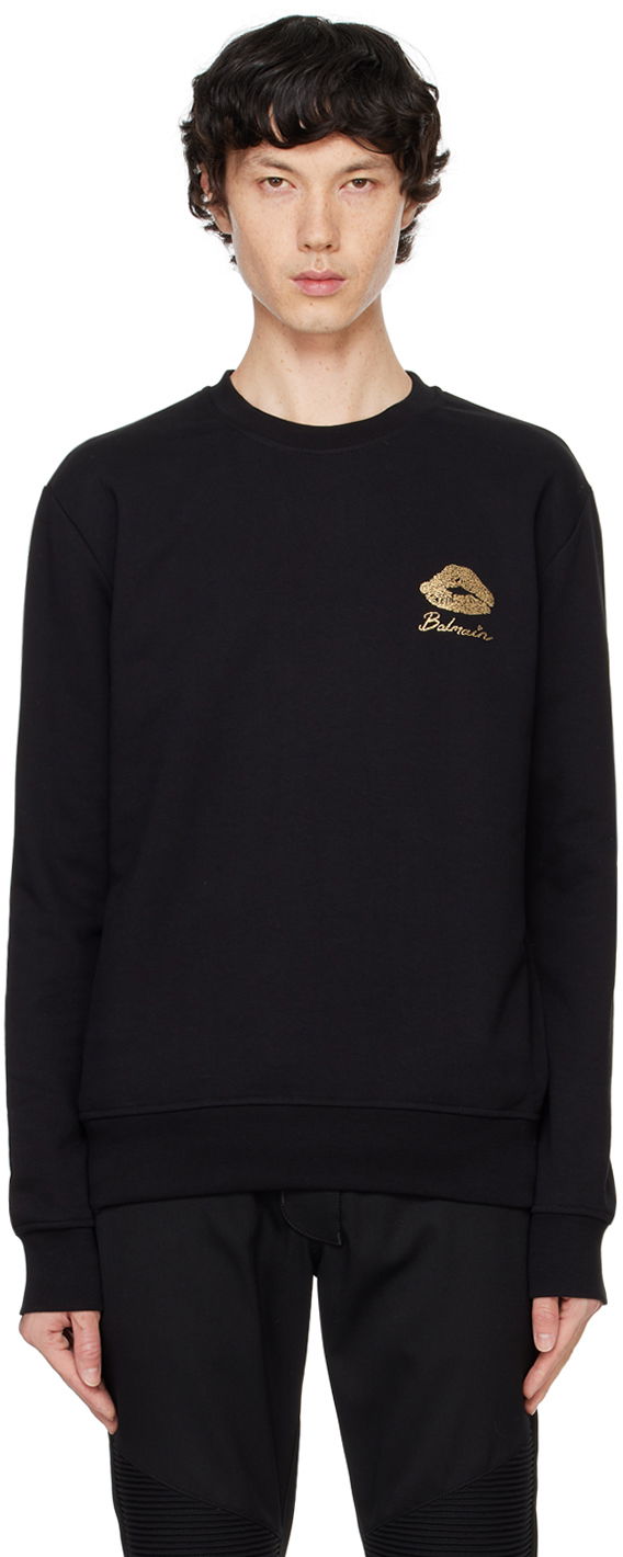 Dukserice Balmain 'Kiss' Print Sweatshirt Crna | DH0JQ040GE09