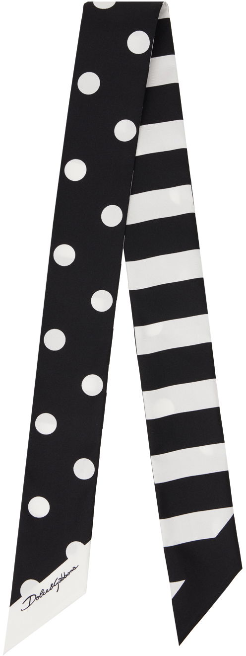Šal Dolce & Gabbana Striped & Polka-Dot Headscarf Crna | FS215AGDCLA