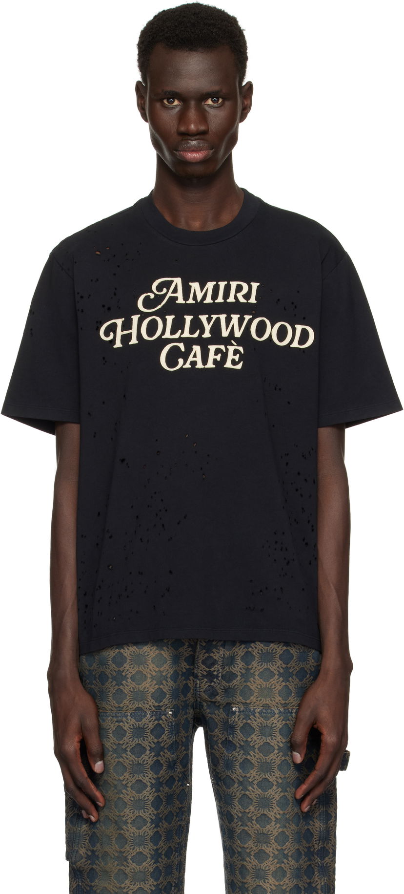 Majica kratkih rukava AMIRI Amiri Hollywood Cafe Distressed T-Shirt Crna | AMJYTE1176