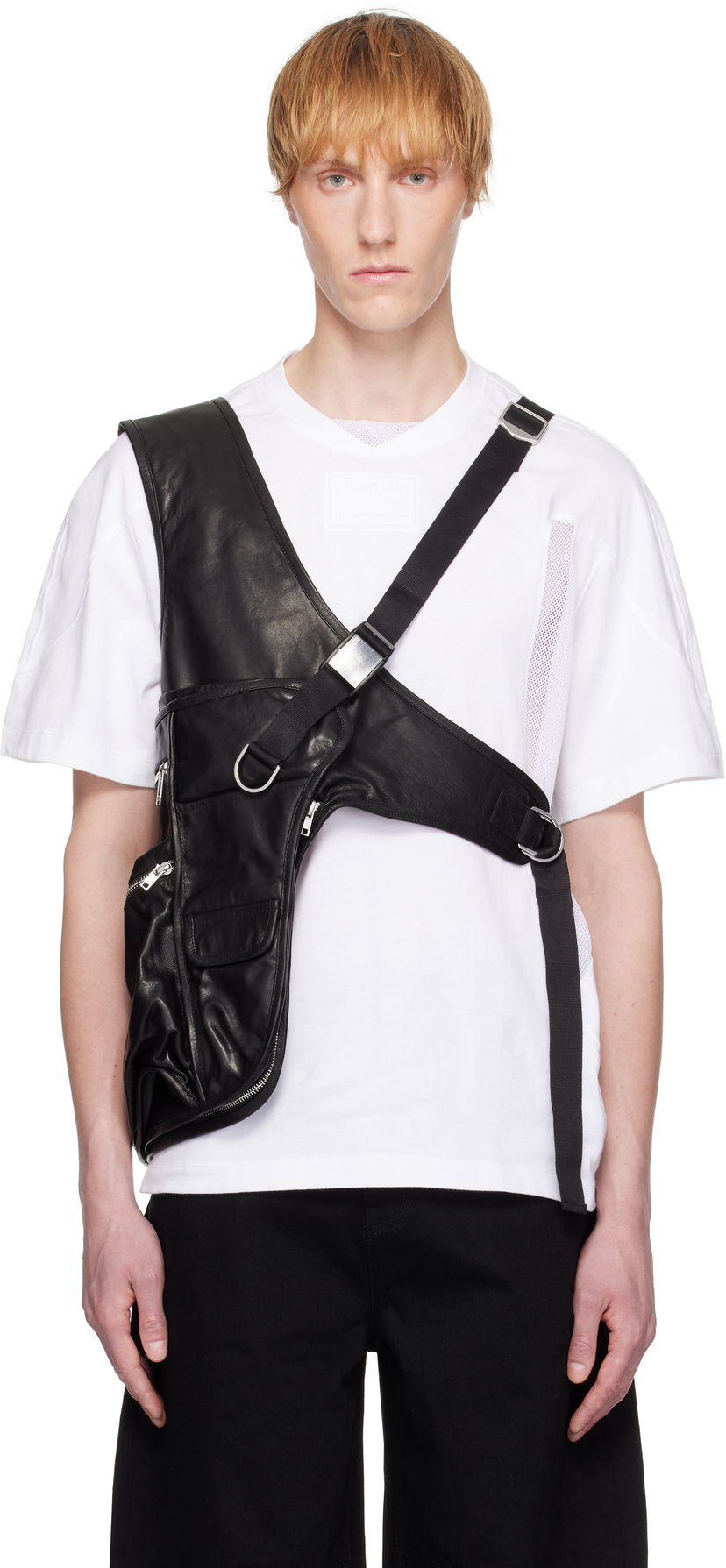 Majica kratkih rukava Helmut Lang Helmut Lang Utility Bag Leather Vest Crna | P01HM101