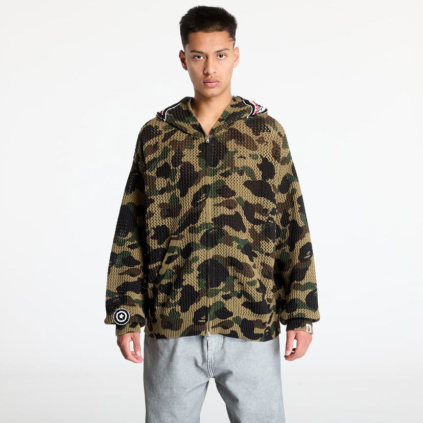 Džemper BAPE A BATHING APE Knit Sweat Hoodie Zelena | 001ZPK301307MGRN