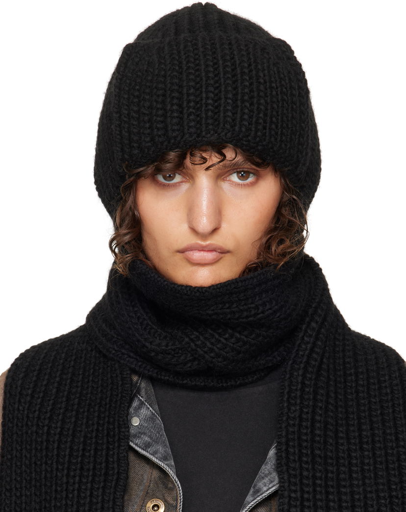 Kapica We11done We11done Chunky Knit Muffler & Beanie Set Crna | WD-KH3-24-642-U-BK