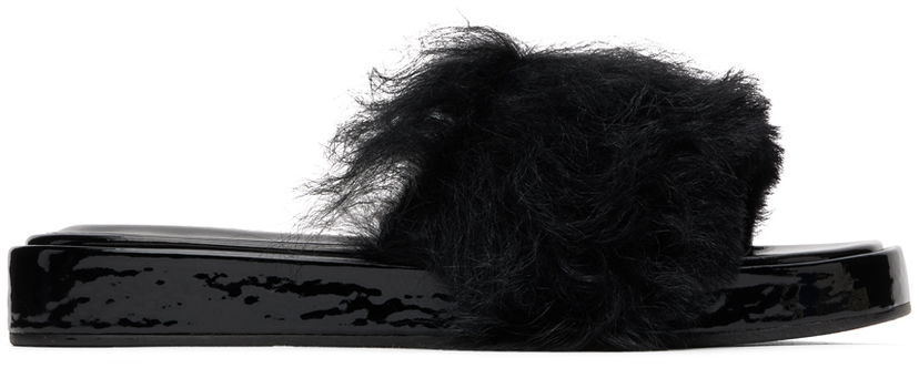 Dodaci BY FAR BY FAR Shana Furry Slides Crna | 22FWSAHSBLTOS