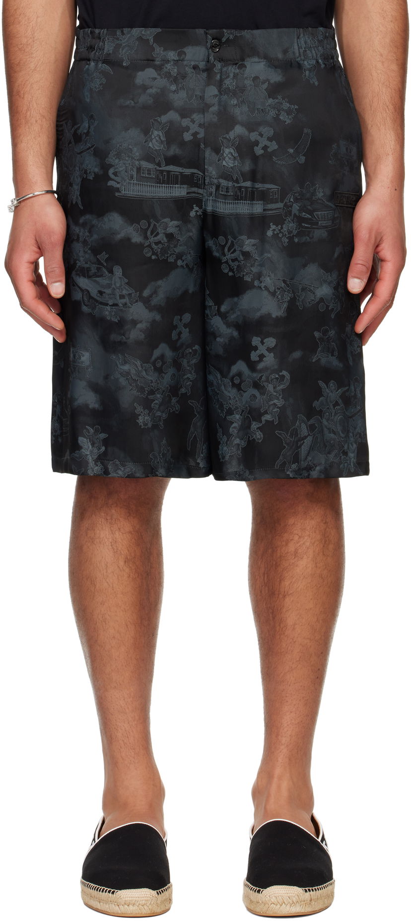 Kratke hlače Off-White Off-White Jacquard Fresco Bowling Shorts Crna | OMCB092S25FAB0020200