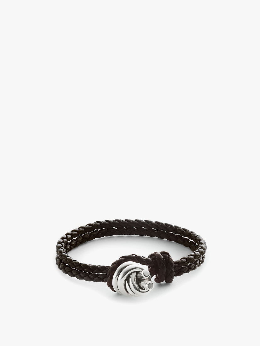 Narukvica Bottega Veneta Braided Leather Bracelet Smeđa | 815938V507C1139