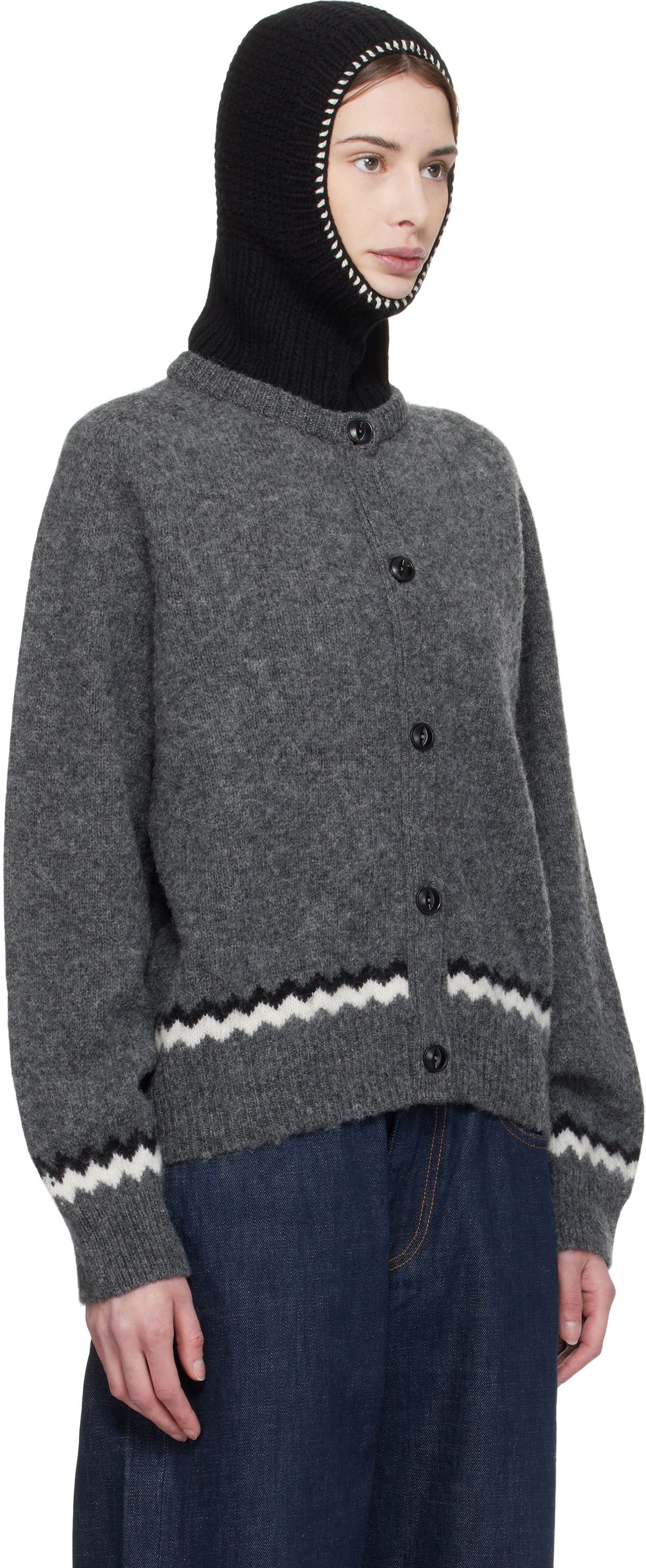 Džemper YMC YMC Atomic Zig Zag Cardigan Siva | Q8XMD, 1