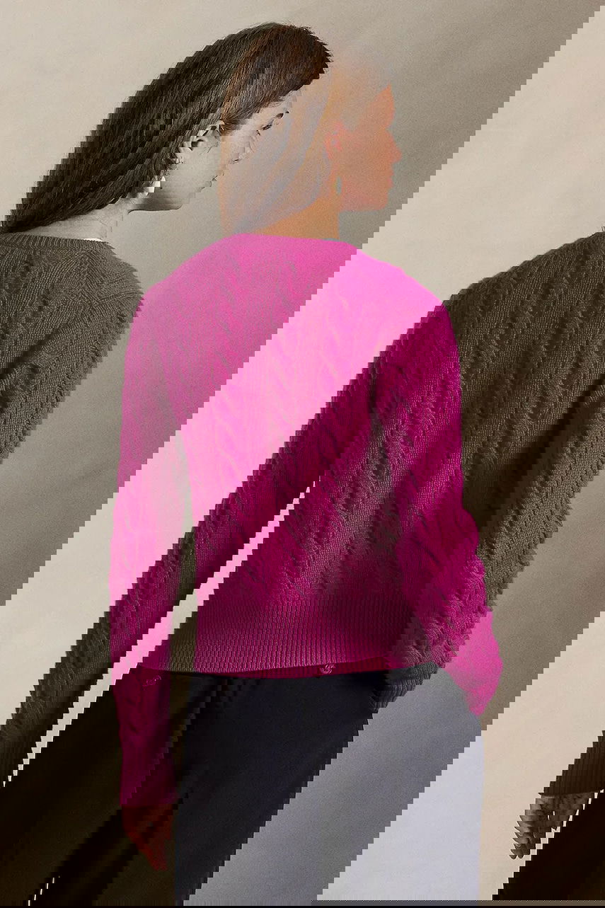 Džemper Polo by Ralph Lauren Polo Ralph Lauren Cable-Knit Cardigan Ružičasta | 211972104, 1