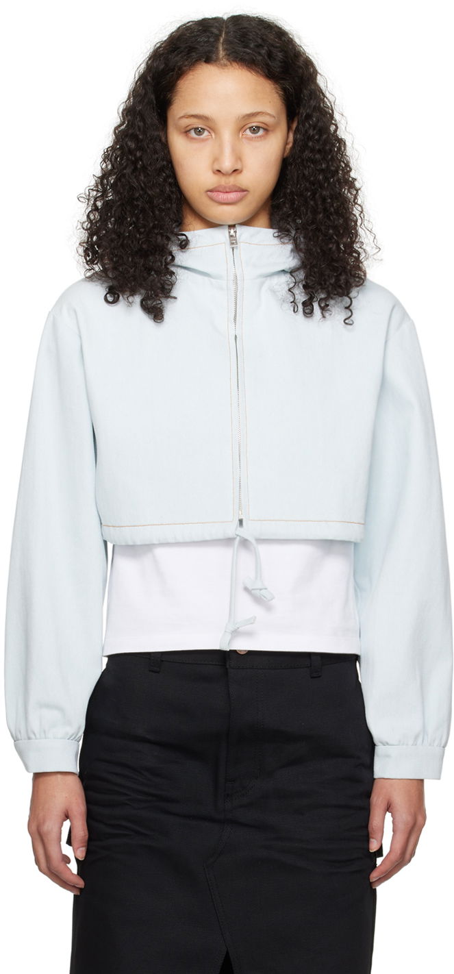 Dukserice We11done Cropped Denim Hoodie Jacket Plava | WD-JP0-24-093-W-IC
