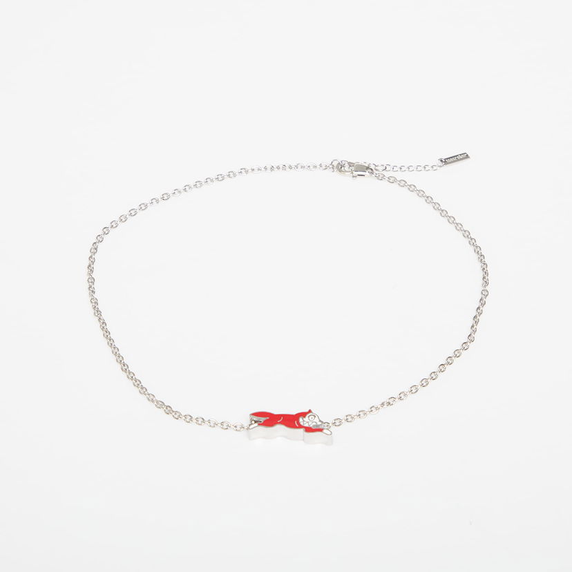 Ogrlica BILLIONAIRE BOYS CLUB Icecream Running Dog Chain Necklace Crvena | IC25272 Silver/ Red