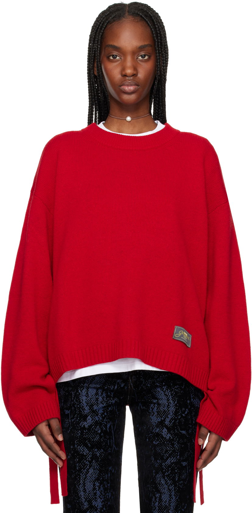 Džemper GANNI GANNI Future Wool Mix Oversized Sweater Crvena | K2477