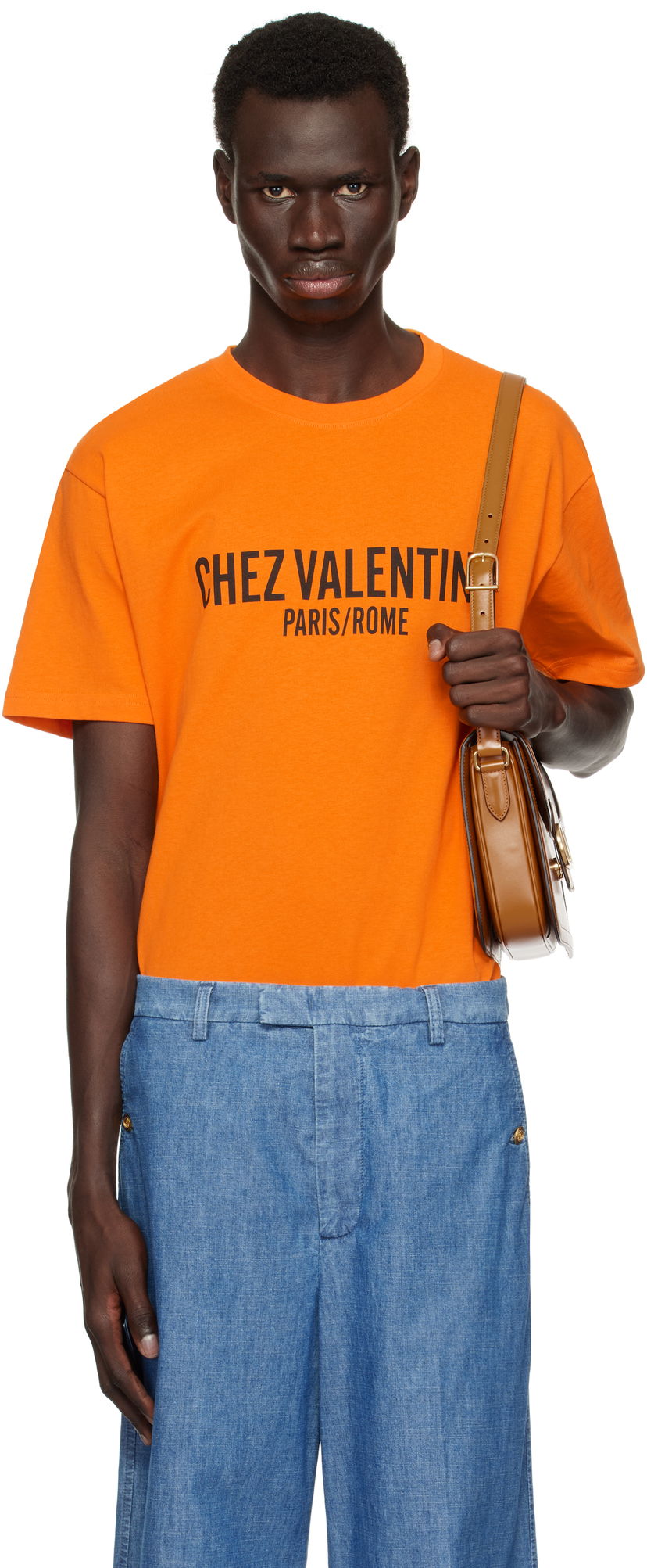 Majica kratkih rukava Valentino Valentino 'Chez Valentino' T-Shirt Narančasta | 6V3MG16PAPG